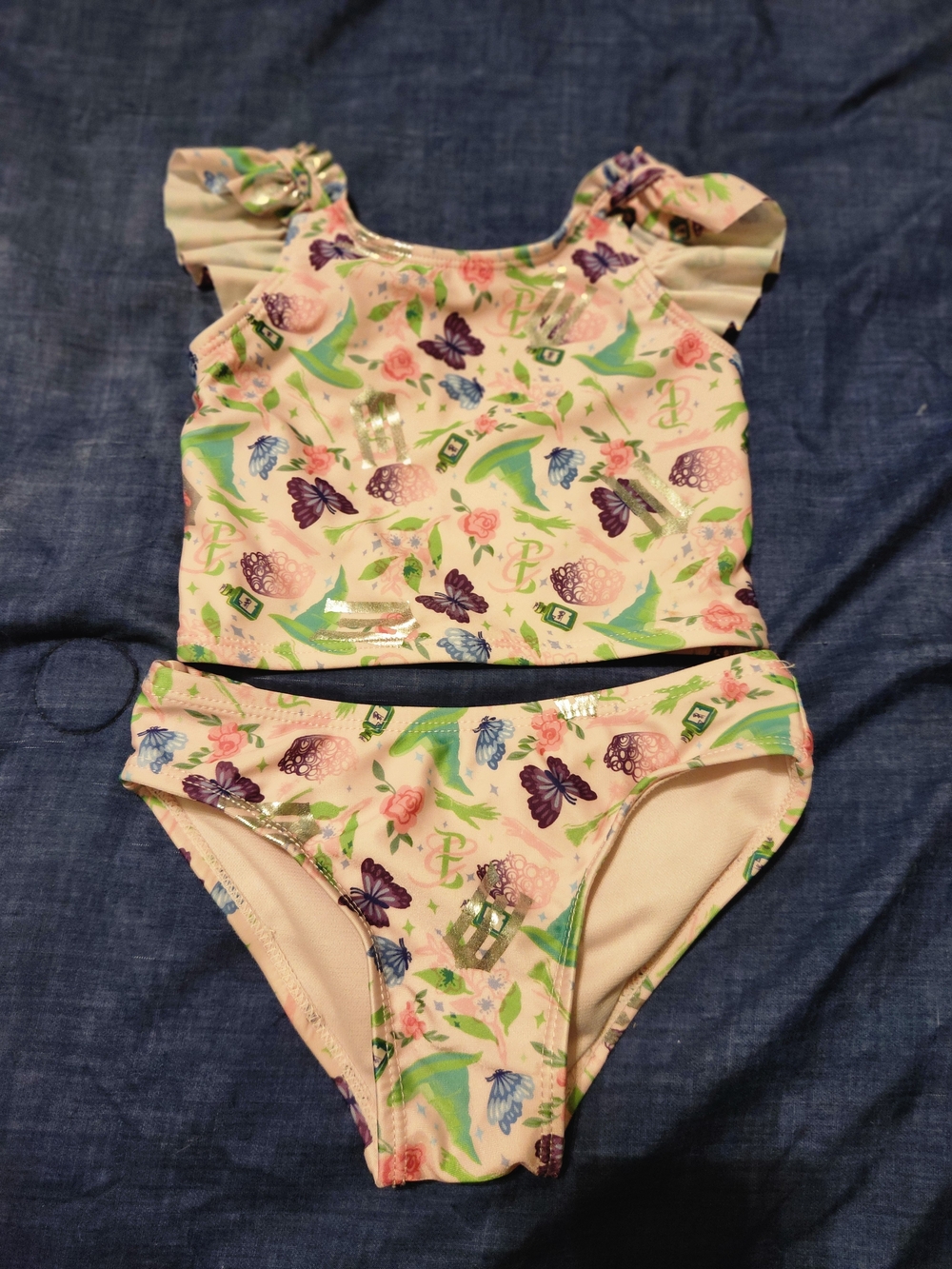 Universal Pink Floral & Butterfly Two-Piece Swim Set
